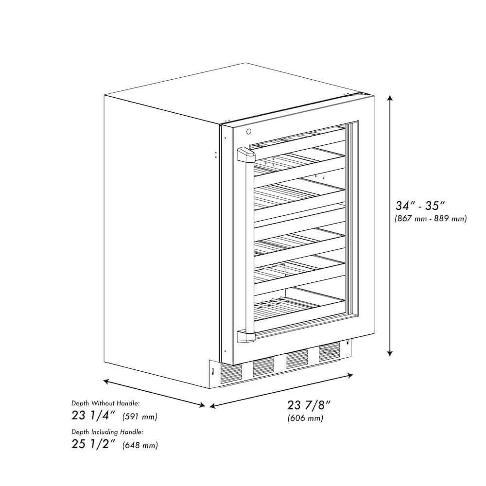 ZLINE 24" Touchstone Dual Zone 44 Bottle Wine Cooler White Matte Glass Door RWDO-WM-24