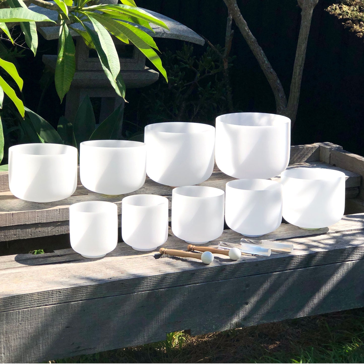 Set of 9 White Sound Therapy Bowls