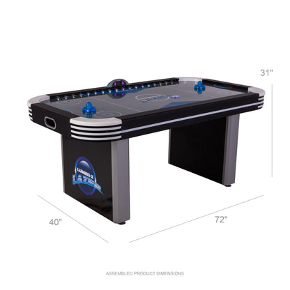 Lumen-X Lazer 6' Interactive Air Hockey Table Featuring All-Rail LED Lighting and In-Game Music