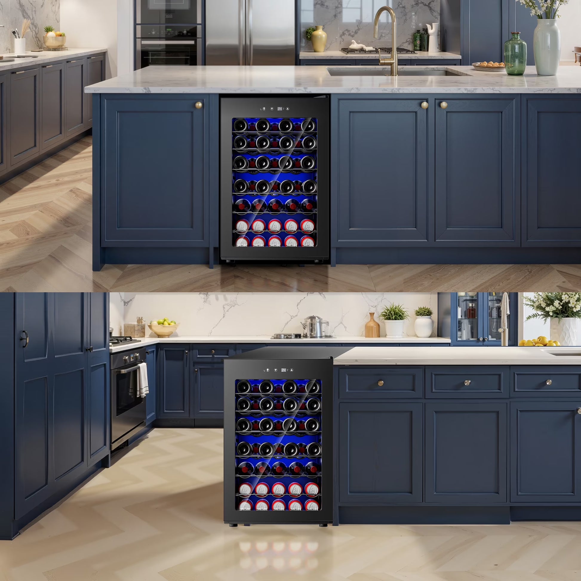 45 Bottle Wine Cooler Refrigerator,Built-In Wine Fridge with Stainless Steel Glass Door, for Home, Kitchen, or Office