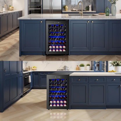 45 Bottle Wine Cooler Refrigerator,Built-In Wine Fridge with Stainless Steel Glass Door, for Home, Kitchen, or Office