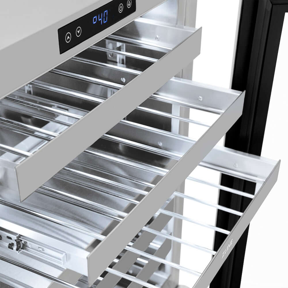 ZLINE 24" Touchstone Dual Zone 44 Bottle Wine Cooler DuraSnow® Stainless Steel Glass Door RWDO-SN-24