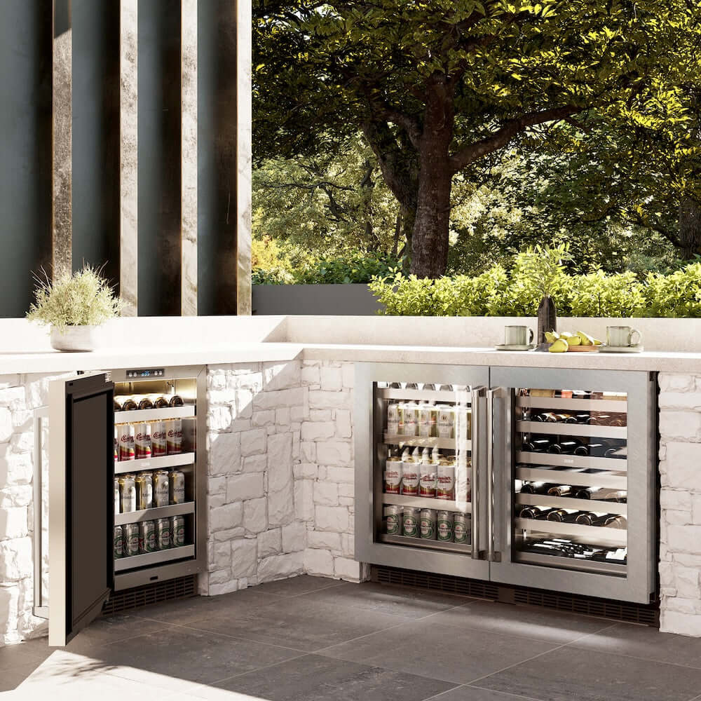 ZLINE 24" Touchstone 151 Can Beverage Fridge DuraSnow® Stainless Steel Glass Door RBSO-SN-24