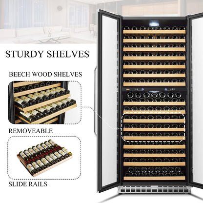 32 Inch 255 Bottle Dual Zone Compressor Freestanding Wine Refrigerator
