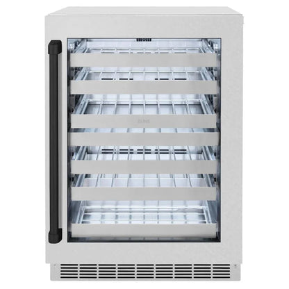 ZLINE 24" Touchstone Dual Zone 44 Bottle Wine Cooler DuraSnow® Stainless Steel Glass Door Matte Black Handle RWDOZ-SN-24-MB