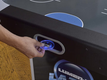 Lumen-X Lazer 6' Interactive Air Hockey Table Featuring All-Rail LED Lighting and In-Game Music