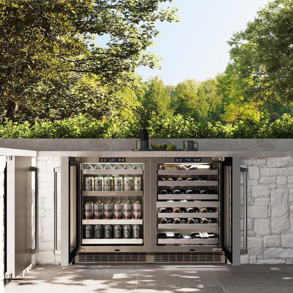 ZLINE 24" Touchstone 151 Can Beverage Fridge DuraSnow® Stainless Steel Glass Door RBSO-SN-24