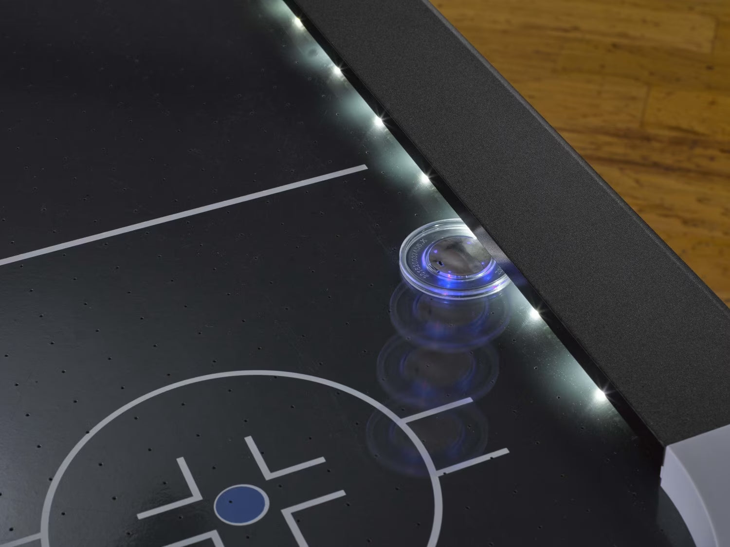 Lumen-X Lazer 6' Interactive Air Hockey Table Featuring All-Rail LED Lighting and In-Game Music