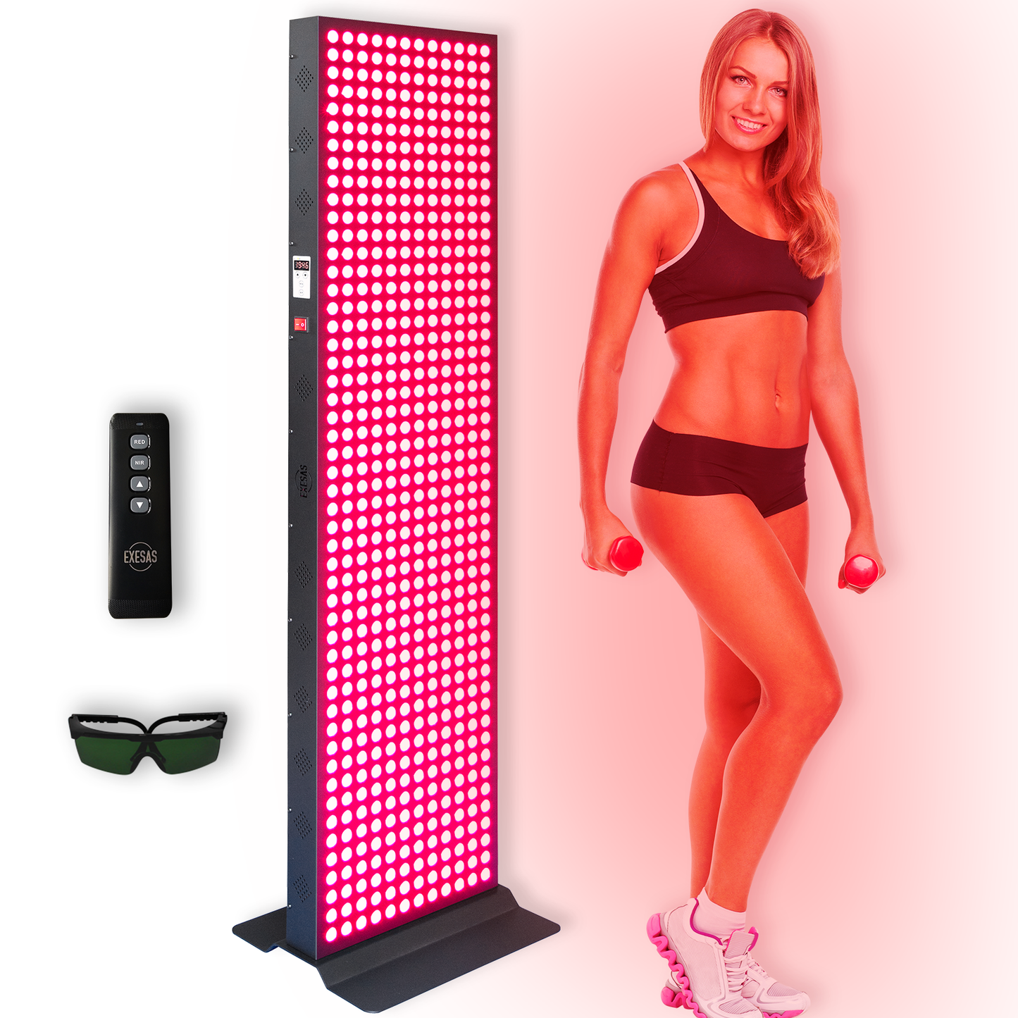 EXESAS  600 LED, 3000W Dual-Chip, Red Light Therapy Device for Full Body, 4-Wavelengths Infrared LED Panel for Skin, Weight, Pain, Wellness