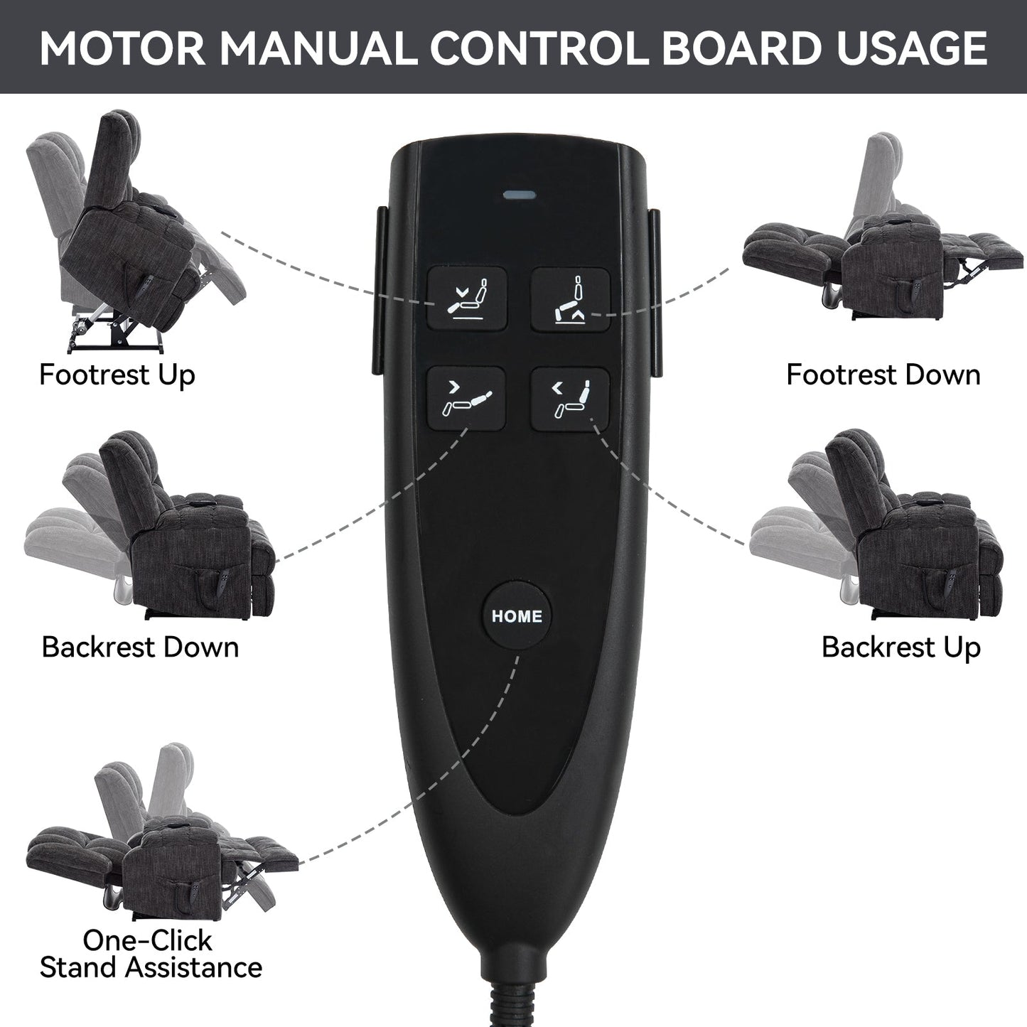 Dual Motor Heat Massage Infinite Position Up to 350 LBS Electric Power Lift Recliners with Power-Remote, Medium-firm and Heavy Duty, Grey