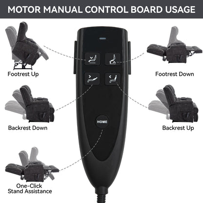 Dual Motor Heat Massage Infinite Position Up to 350 LBS Electric Power Lift Recliners with Power-Remote, Medium-firm and Heavy Duty, Grey