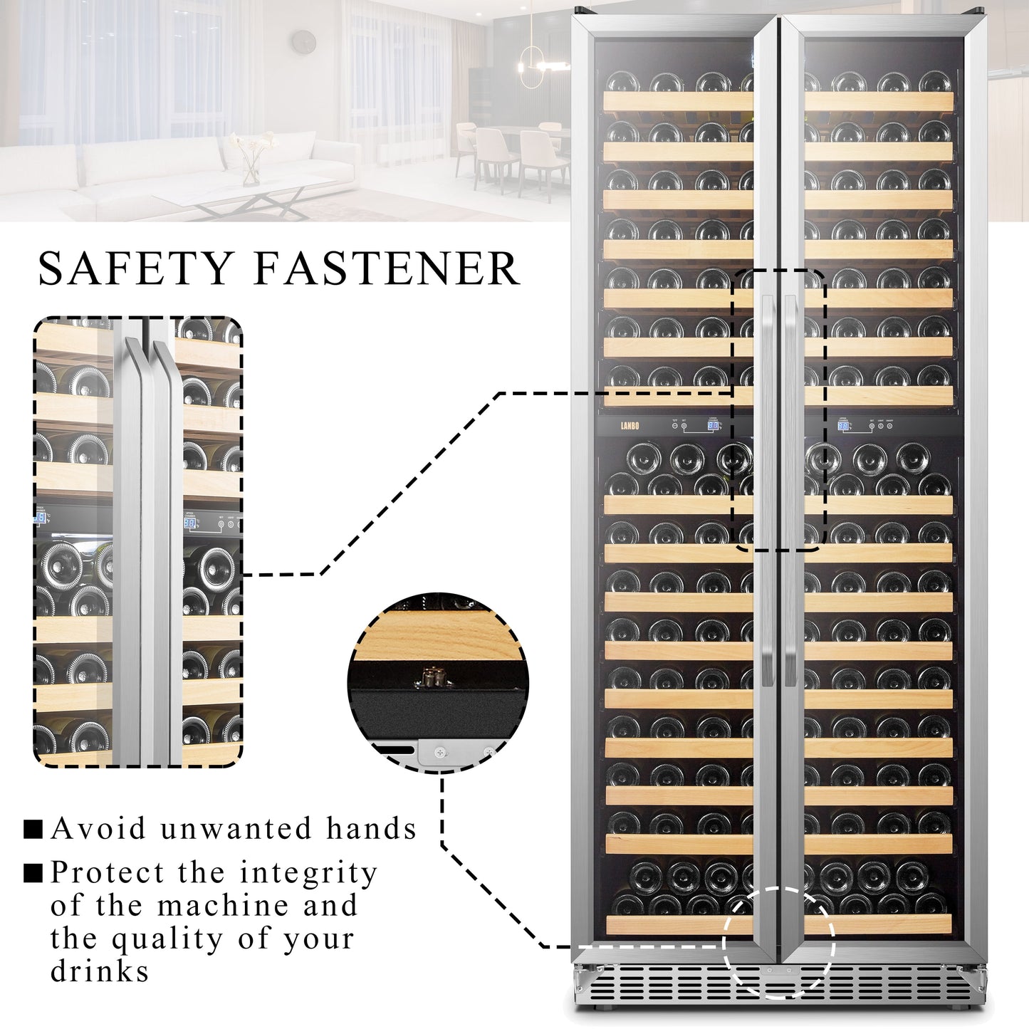 32 Inch 255 Bottle Dual Zone Compressor Freestanding Wine Refrigerator