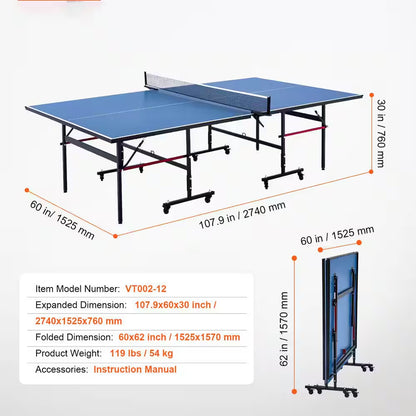 Ping Pong Table, Professional Table Tennis Game, Indoor MDF Portable Table Tennis Table, Foldable 2025 Update