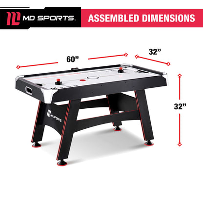 5 Ft. Air Hockey Table with Electronic Scorer and Pusher and Puck Set by MD Sports