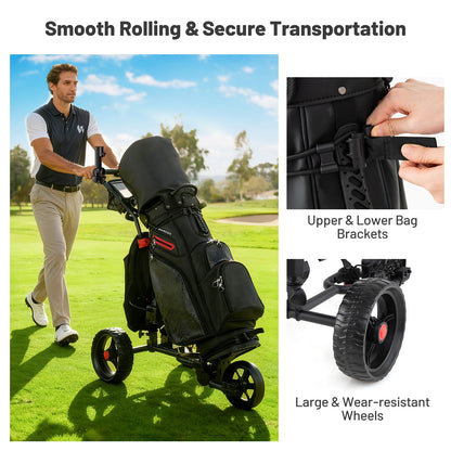 3 Wheel Golf Bag Cart with Adjustable Handle and 9 Speed Settings