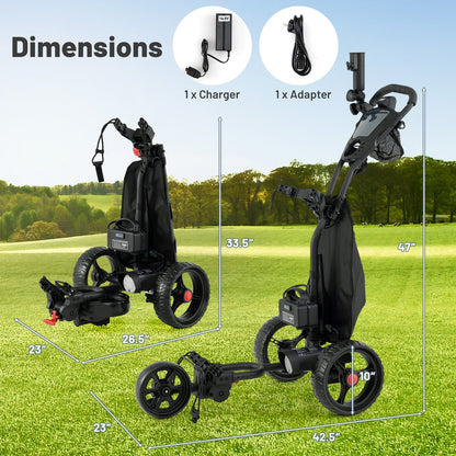 3 Wheel Golf Bag Cart with Adjustable Handle and 9 Speed Settings