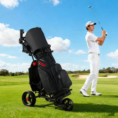 3 Wheel Golf Bag Cart with Adjustable Handle and 9 Speed Settings