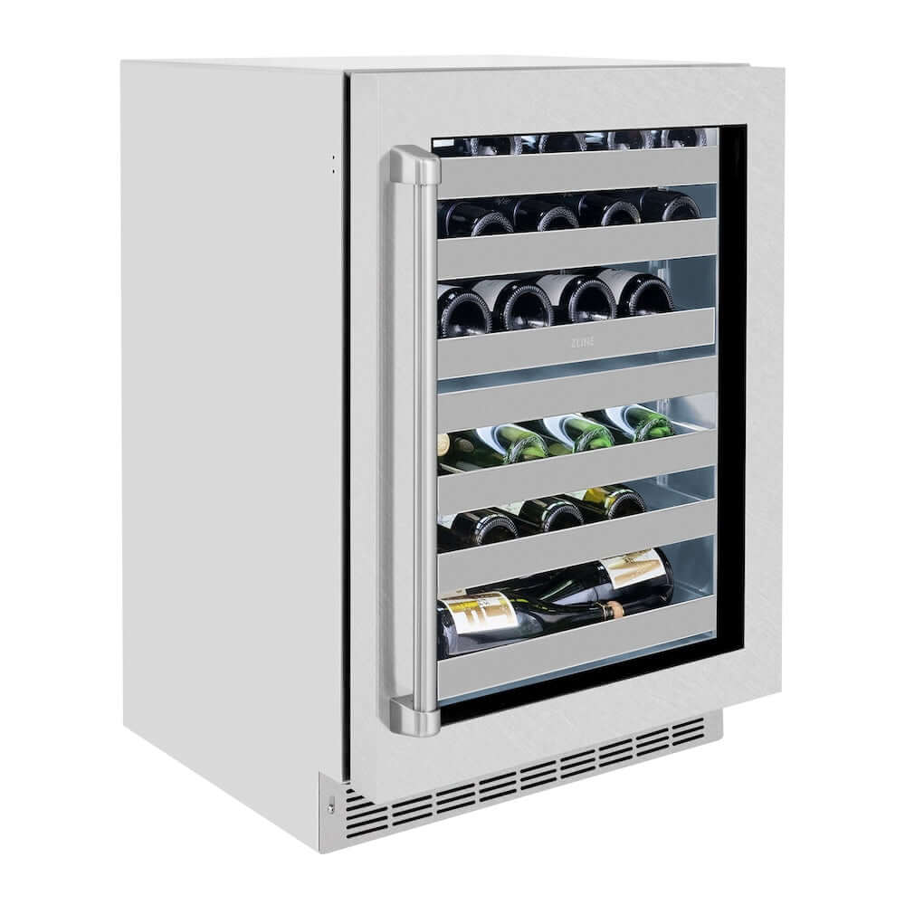 ZLINE 24" Touchstone Dual Zone 44 Bottle Wine Cooler DuraSnow® Stainless Steel Glass Door RWDO-SN-24