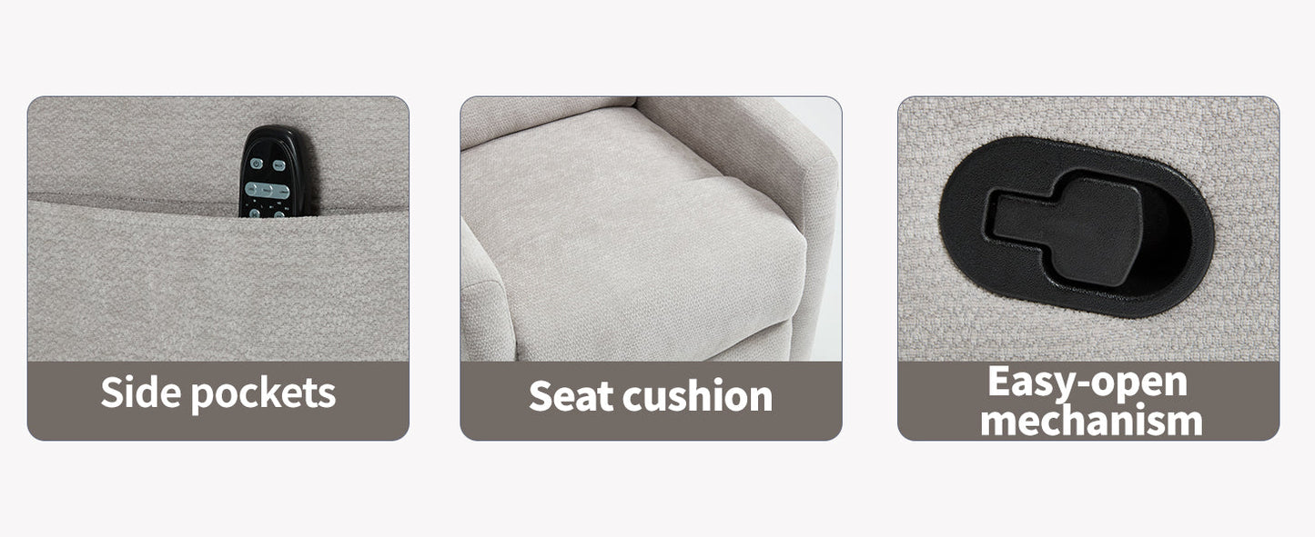 Heat Massage Manual Recliner Chair with Rocker and Swivel in Fabric for Living Room,Grey