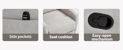 Heat Massage Manual Recliner Chair with Rocker and Swivel in Fabric for Living Room,Grey