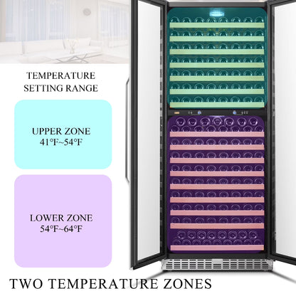 32 Inch 255 Bottle Dual Zone Compressor Freestanding Wine Refrigerator