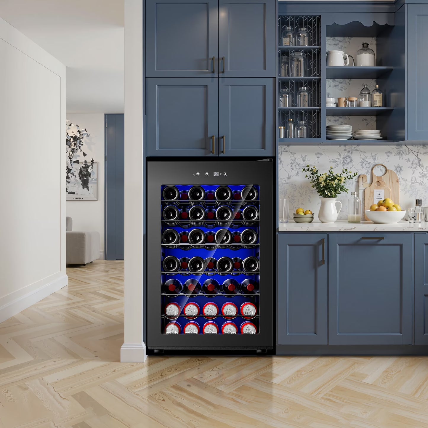 45 Bottle Wine Cooler Refrigerator,Built-In Wine Fridge with Stainless Steel Glass Door, for Home, Kitchen, or Office