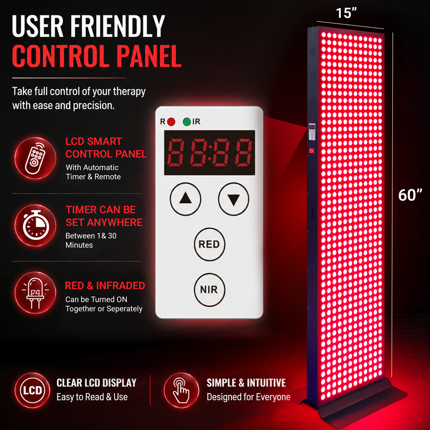 EXESAS  600 LED, 3000W Dual-Chip, Red Light Therapy Device for Full Body, 4-Wavelengths Infrared LED Panel for Skin, Weight, Pain, Wellness