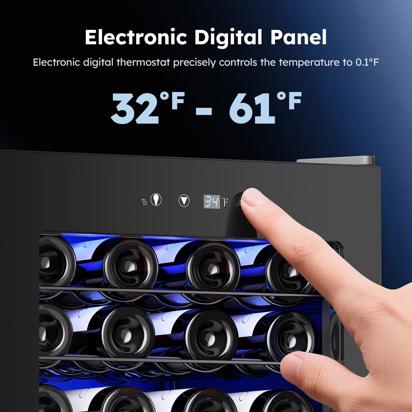 45 Bottle Wine Cooler Refrigerator,Built-In Wine Fridge with Stainless Steel Glass Door, for Home, Kitchen, or Office