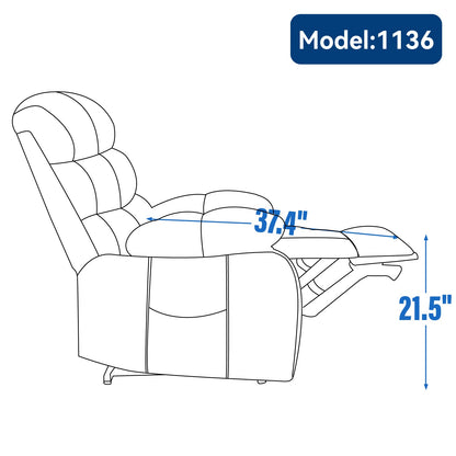23' Seat Width and High Back Large Size Beige Chenille Power Lift Recliner Chair with 8-Point Vibration Massage and Lumbar Heating