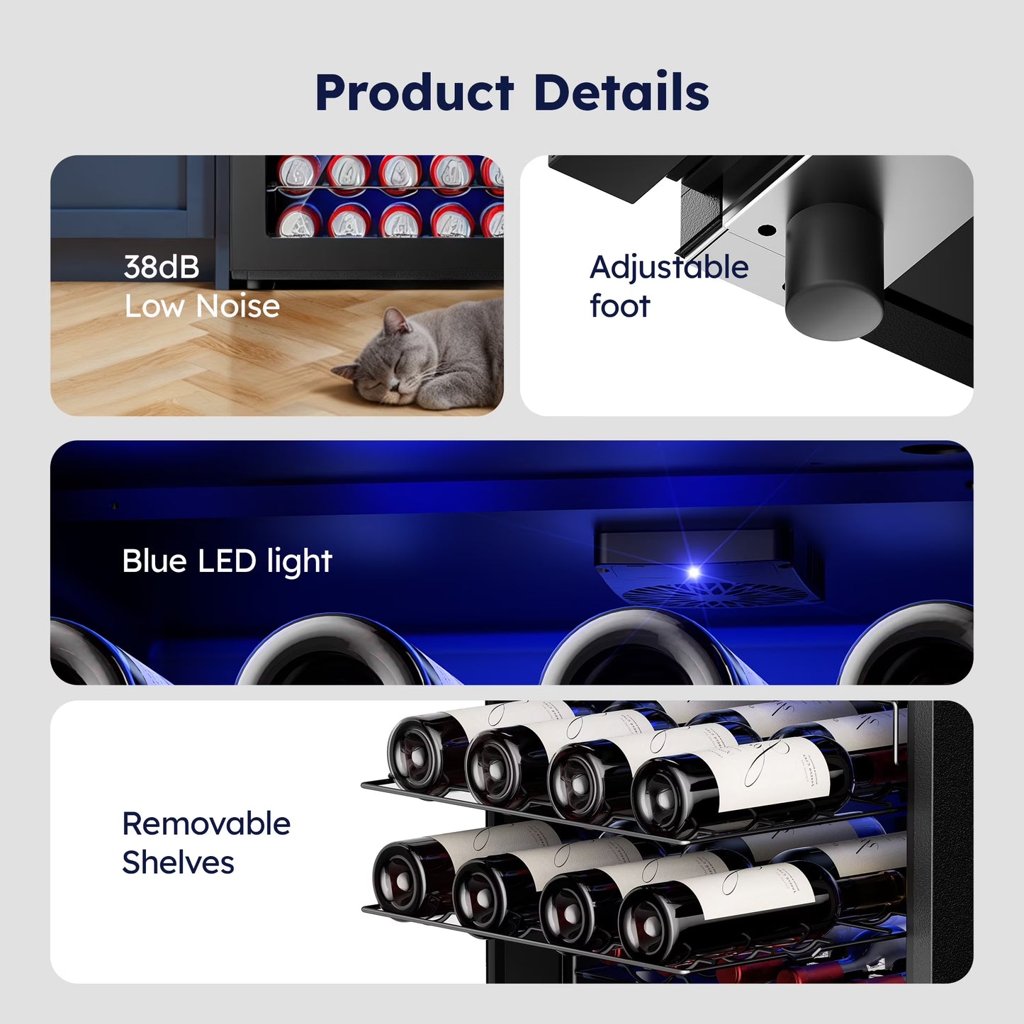 45 Bottle Wine Cooler Refrigerator,Built-In Wine Fridge with Stainless Steel Glass Door, for Home, Kitchen, or Office