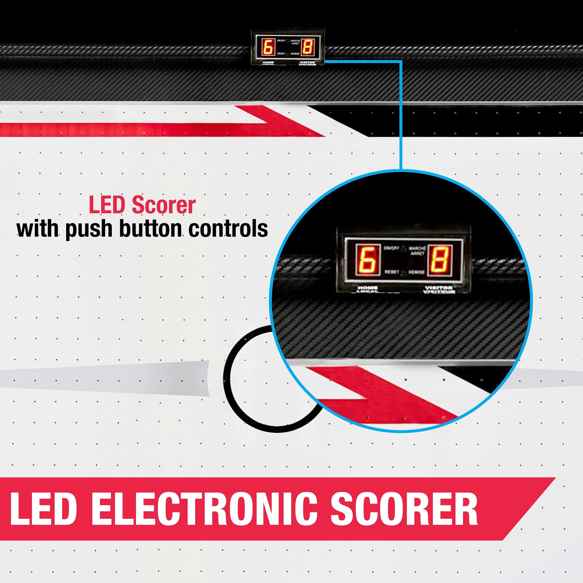 5 Ft. Air Hockey Table with Electronic Scorer and Pusher and Puck Set by MD Sports