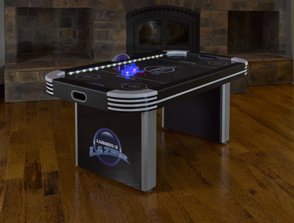 Lumen-X Lazer 6' Interactive Air Hockey Table Featuring All-Rail LED Lighting and In-Game Music