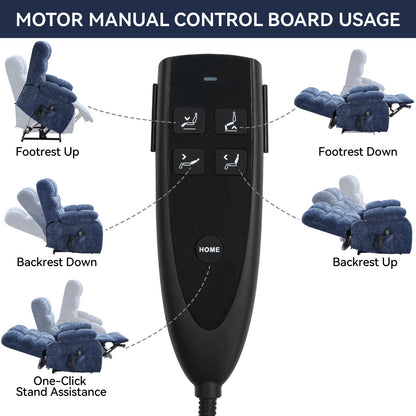 Lift Recliner Chair Heat Massage Dual Motor Infinite Position Up to 350 LBS Large Electric Power Lift Recliners with Power-Remote, Medium-firm and Heavy duty, Blue