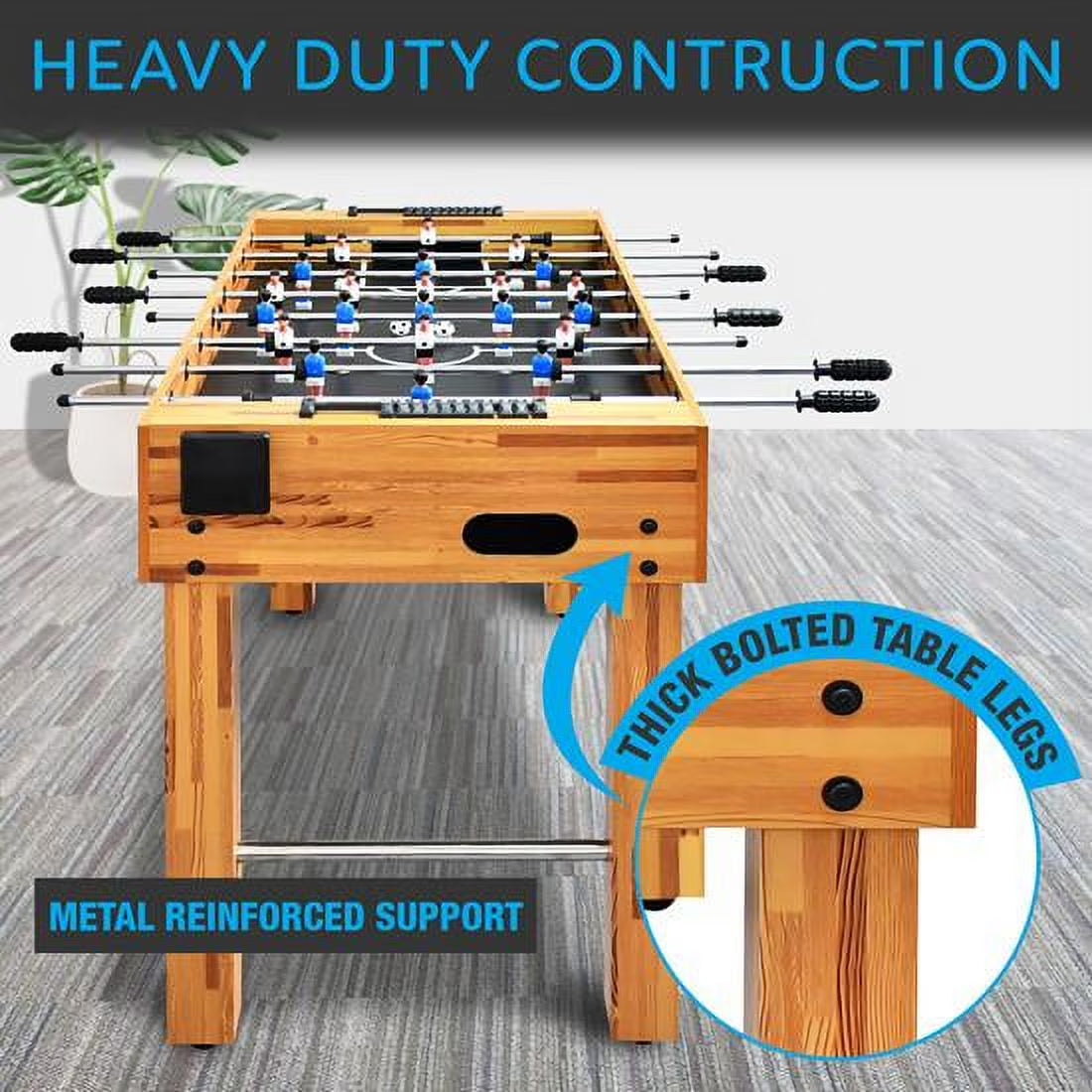 48In Competition Sized Wooden Foosball Table, Soccer for Home, Arcade Game Room