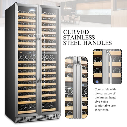 32 Inch 255 Bottle Dual Zone Compressor Freestanding Wine Refrigerator