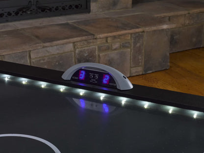 Lumen-X Lazer 6' Interactive Air Hockey Table Featuring All-Rail LED Lighting and In-Game Music