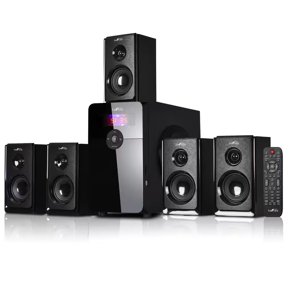 5.1-Channel Surround Sound Bluetooth Speaker System in Black