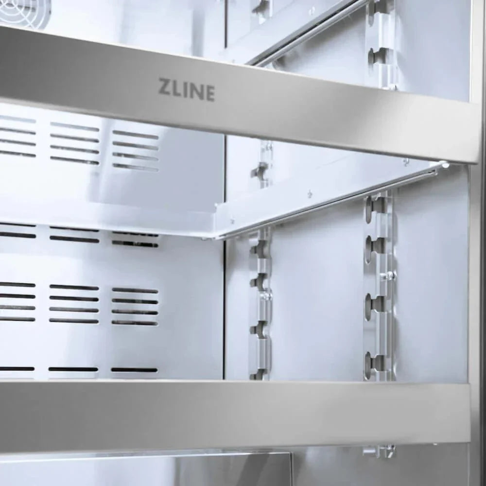 ZLINE 24" Touchstone 151 Can Beverage Fridge DuraSnow® Stainless Steel Glass Door And Champagne Bronze Handle RBSOZ-SN-24-CB