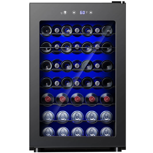 45 Bottle Wine Cooler Refrigerator,Built-In Wine Fridge with Stainless Steel Glass Door, for Home, Kitchen, or Office