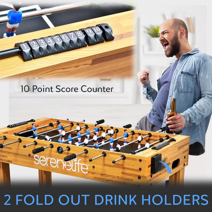 48In Competition Sized Wooden Foosball Table, Soccer for Home, Arcade Game Room