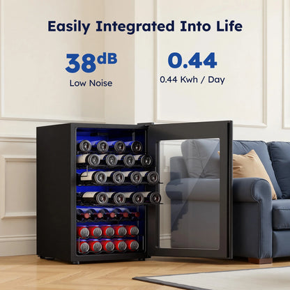 45 Bottle Wine Cooler Refrigerator,Built-In Wine Fridge with Stainless Steel Glass Door, for Home, Kitchen, or Office