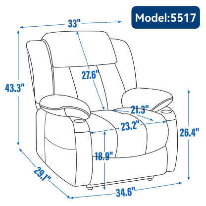 Up to 350 LBS Chenille Power Lift Recliner Chair, Heavy Duty Motion Mechanism with 8-Point Vibration Massage and Lumbar Heating, USB and Type-C Ports, Stainless Steel Cup Holders, Beige