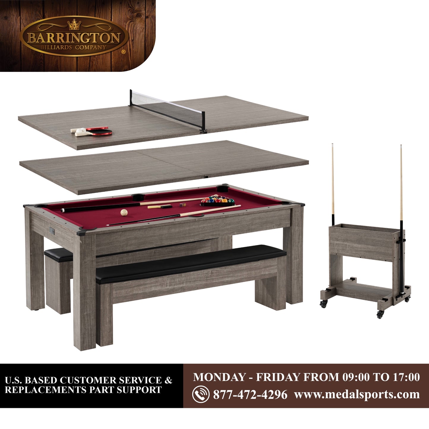 6 Ft 3 in 1 Pool Table with Table Tennis and Dining Table Conversion Top, Includes All Accessories, by
