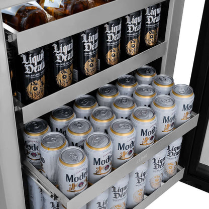 ZLINE 24" Touchstone 151 Can Beverage Fridge White Matte Glass Door Matte Black Handle RBSOZ-WM-24-MB