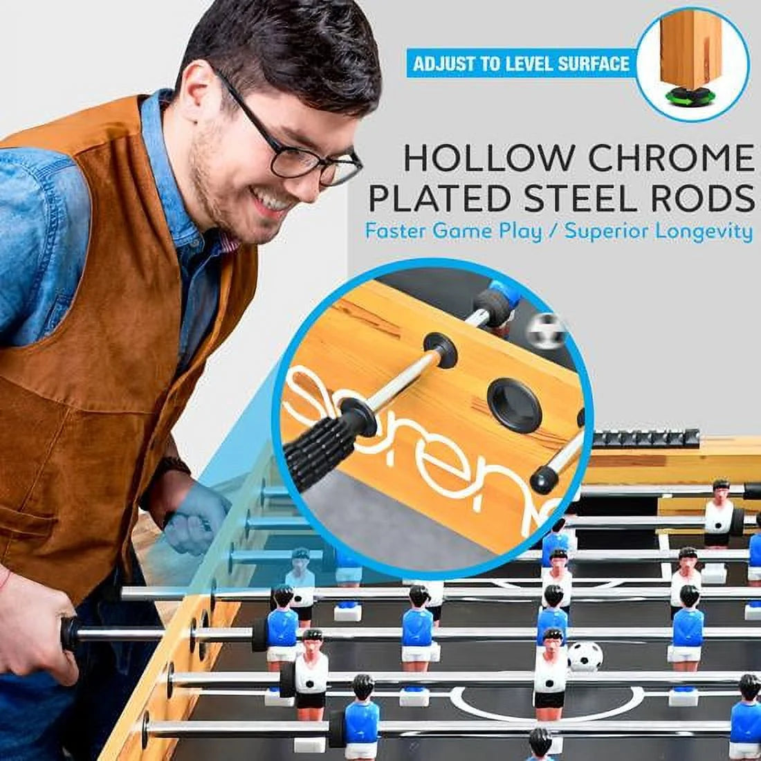 48In Competition Sized Wooden Foosball Table, Soccer for Home, Arcade Game Room