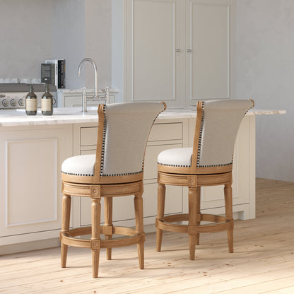 Charlotte Swivel Barstool in Weathered Oak