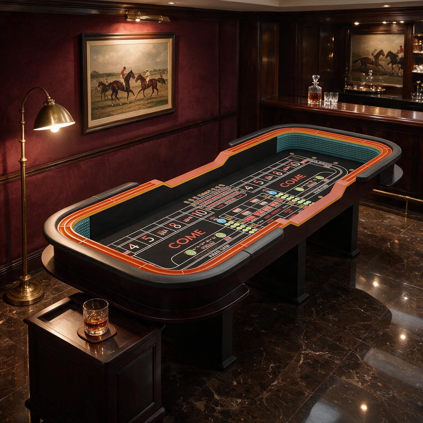 12FT Casino Style Craps Table With Full Drink Rail And Cushion Rim Cover (SAK35098)