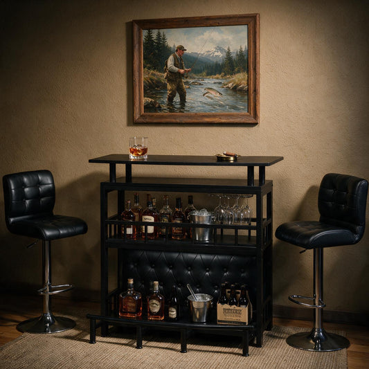 Home Bar Unit with Storage Shelves Bar Cabinet