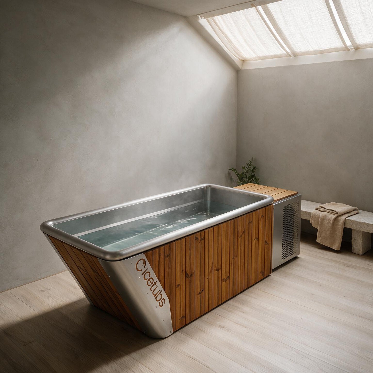 Icetubs IceBath Thermowood And Stainless Steel Cold Plunge Therapy Immersion Bath (SAK94720)