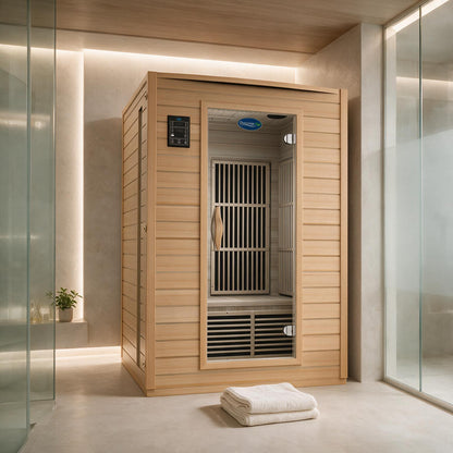 2-Person Carbon Infrared Sauna - Canadian Hemlock Wooden Sauna - 1700 Watts - Premium Audio